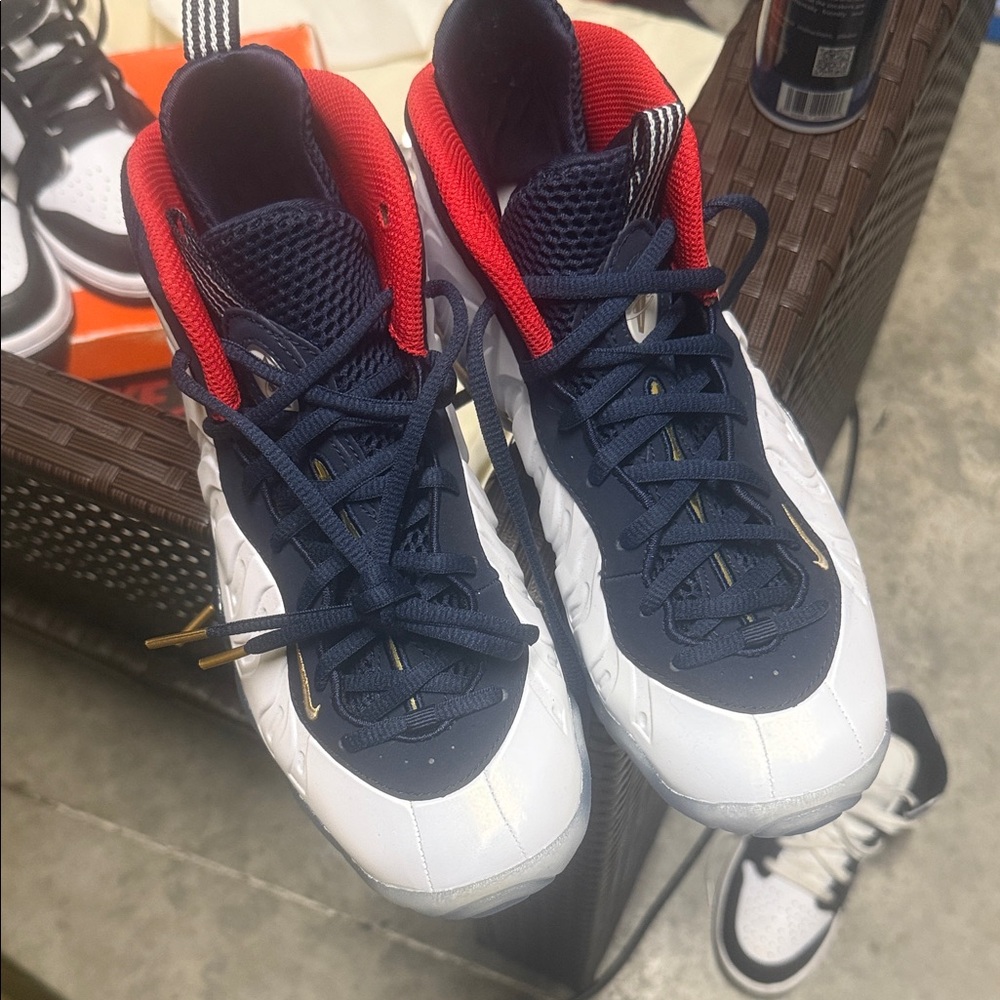 Red and Blue High-Top Sneakers